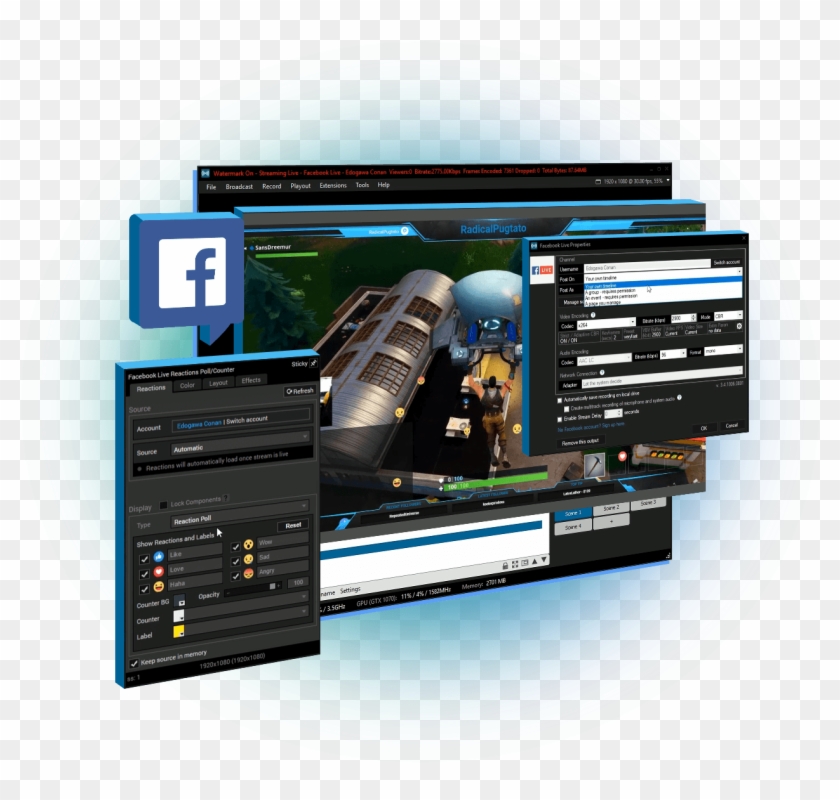 Live Streaming On Facebook With Xsplit - Electronics Clipart