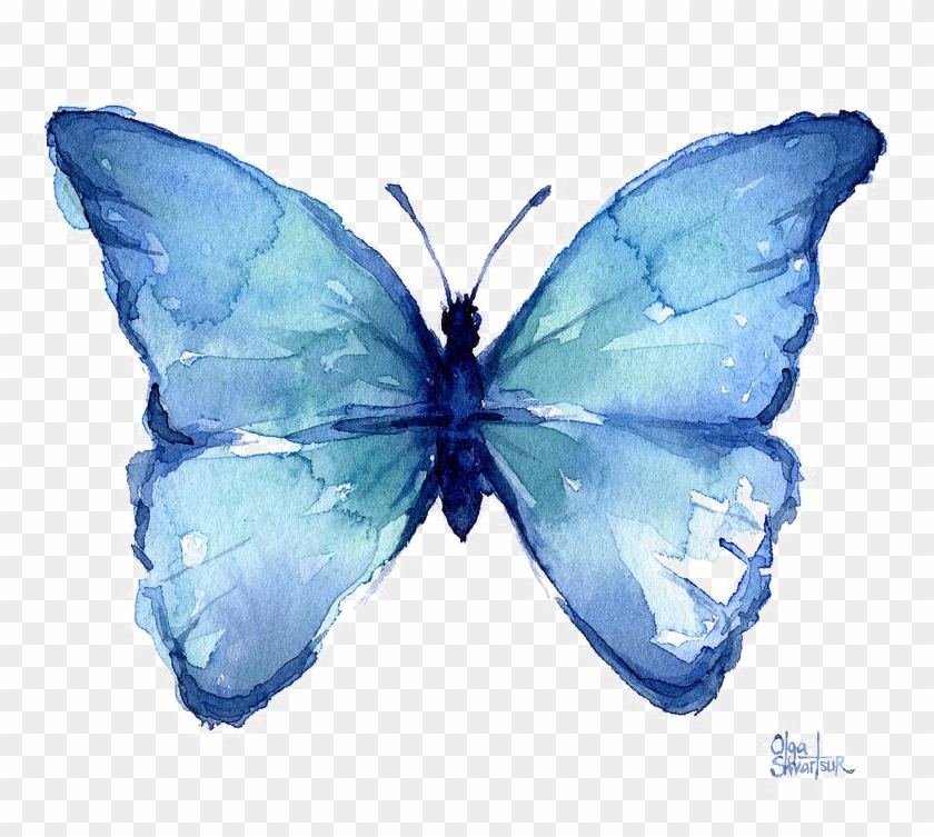 Blue Butterfly Png Free Download - Blue Butterfly Watercolor Clipart #80307