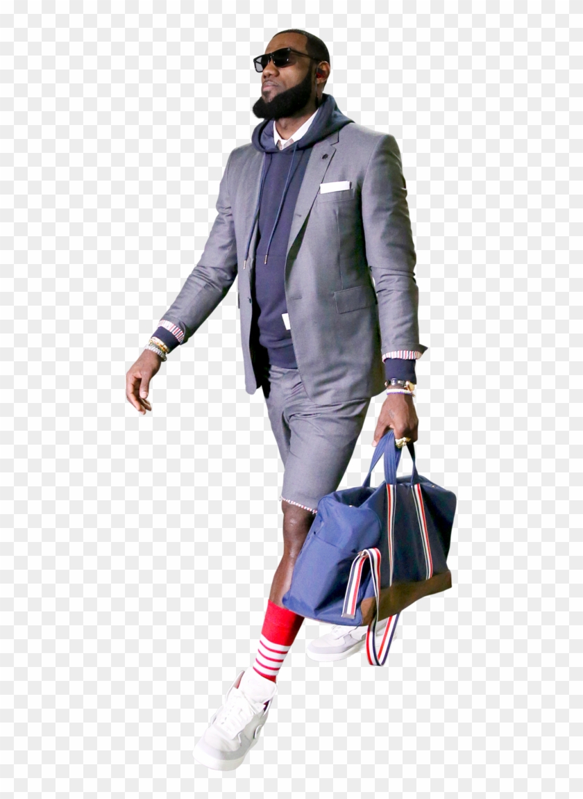 Lebron James In Blue-grey Short Suit Clipart