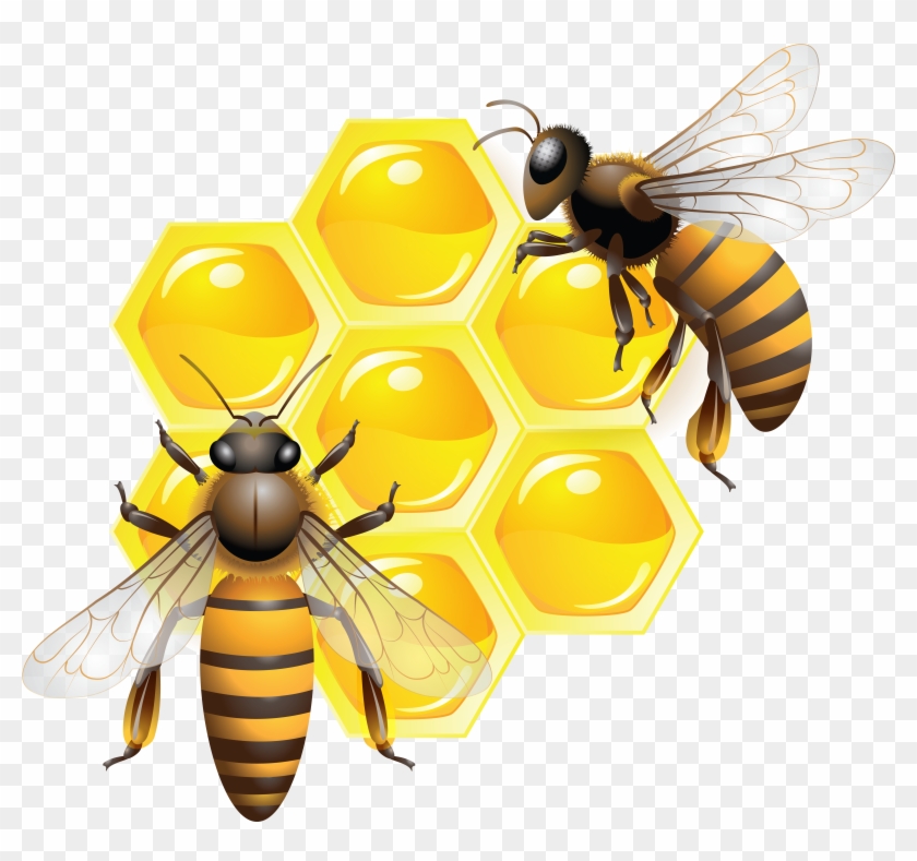 Bees On The Flower Round Ornament , Png Download Clipart