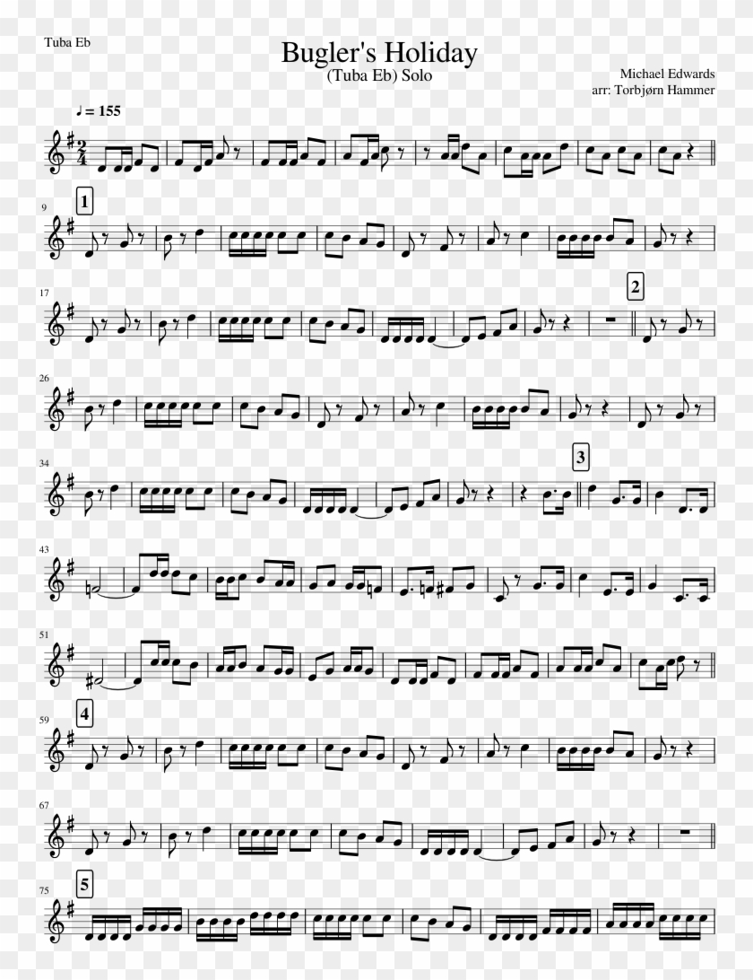Bugler S Holyday Tuba Eb Solo - Detroit Become Human Piano Sheet Music Clipart #82043