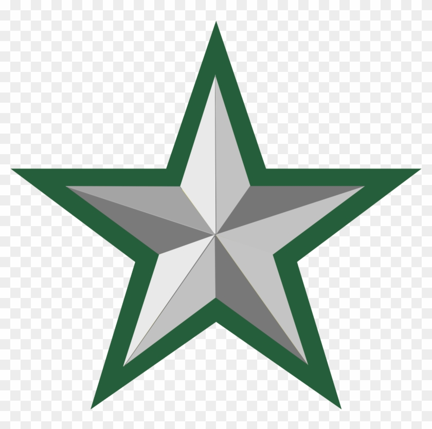 Silver Star With Green Border 2 - Star Green Clipart