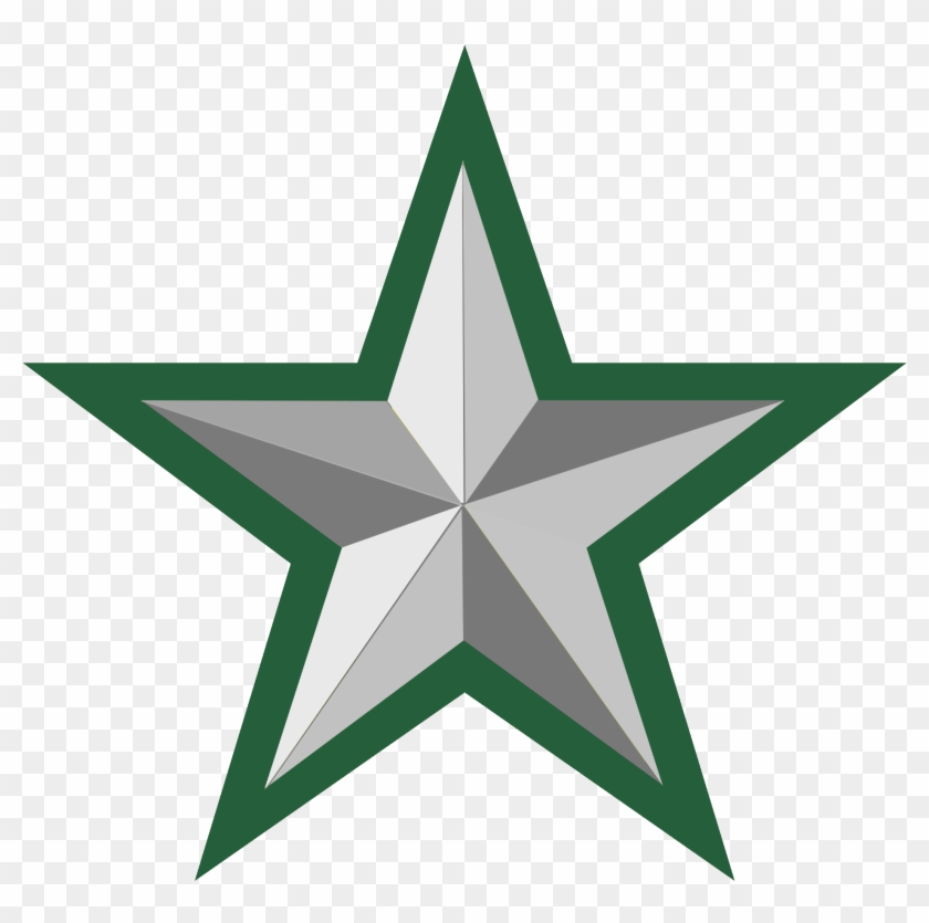 Silver Star With Green Border 2 - Star Green Clipart #84182