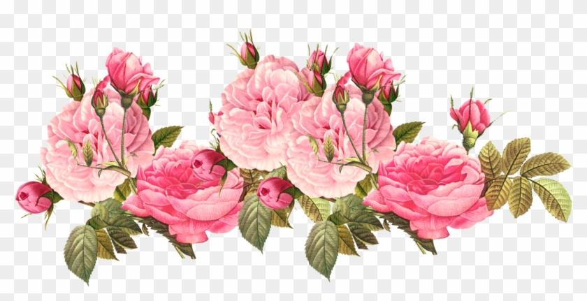 Vintage Rose Png Pink Roses - Transparent Background Vintage Flowers Clipart