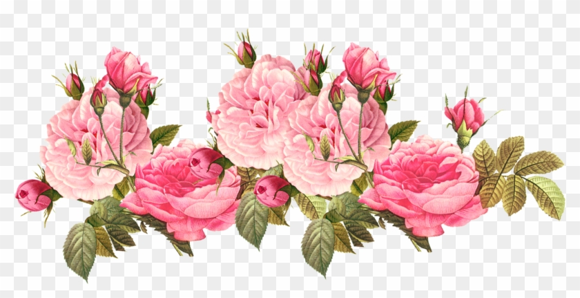 Vintage Rose Png Pink Roses - Transparent Background Vintage Flowers Clipart #84202