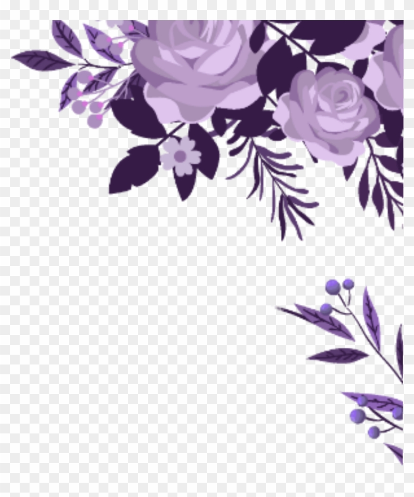 Ftestickers Watercolor Flowers Border Corner Purple - Purple Watercolor Flowers Png Clipart