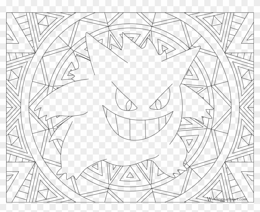 Pokemon Gengar Coloring Pages Great Free Clipart Silhouette - Pokemon Gengar Coloring Pages - Png Download