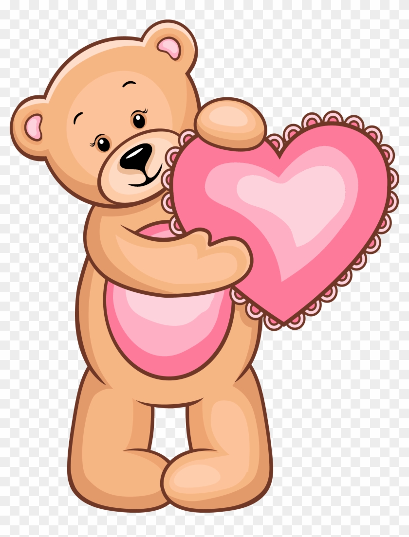 Transparent Teddy Bear With Pink Heart Png Clipart - Teddy Bear Clipart Png #87004