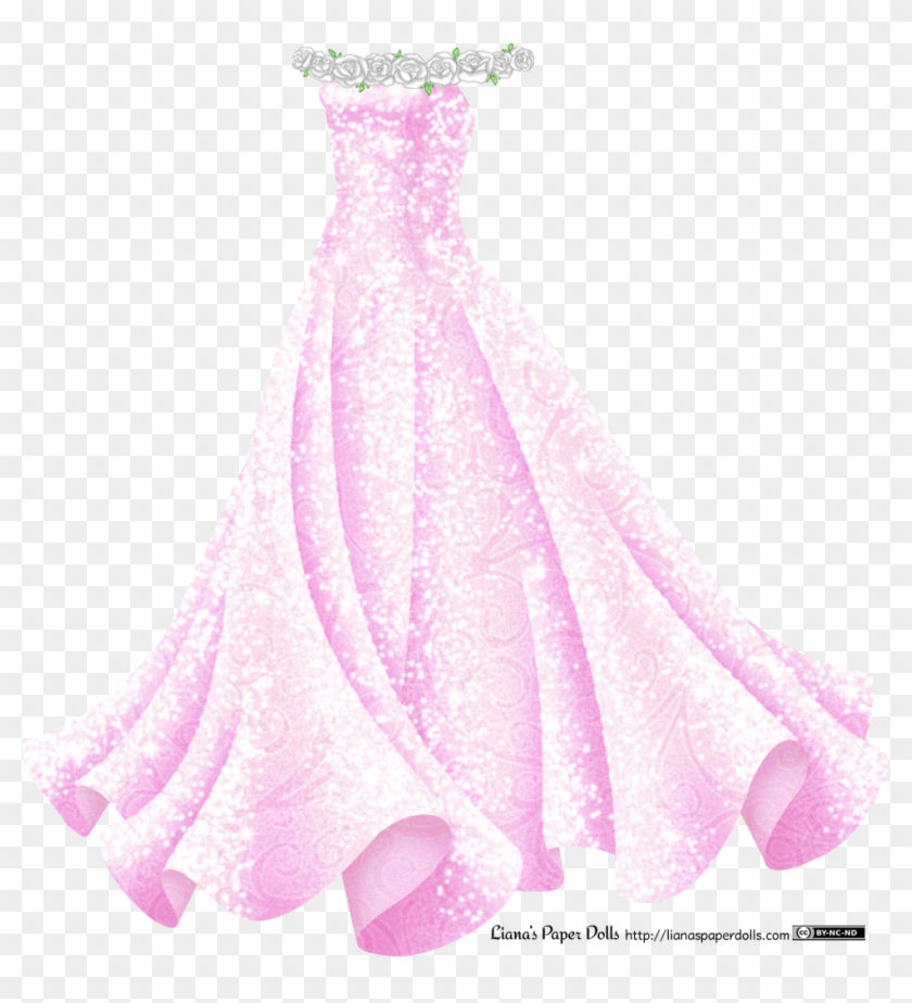 A Sleeveless Pink Gown With A Fitted Bodice And A Full - Glitter Gown Png Clipart #87289