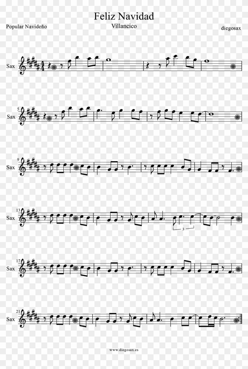 Feliz Navidad Merry Christmas Alto Saxophone Sheet - Solo Black Magic Woman Clipart #87513