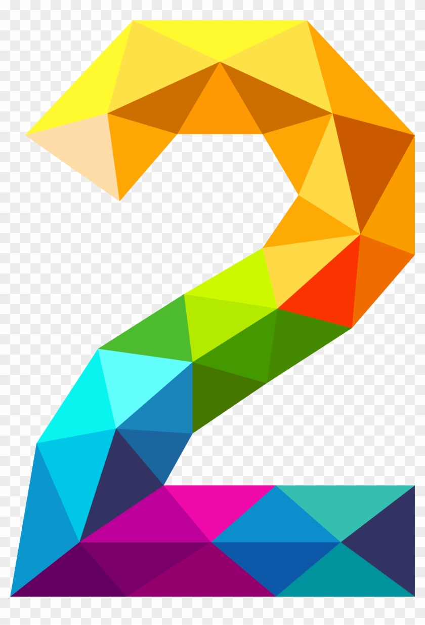 Colourful Triangles Number Two Png Clipart Image - Colourful Triangles Number 2 Transparent Png #87940