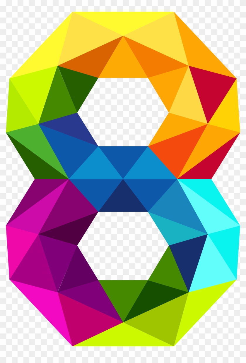 Triangles Number Eight Png Image Gallery View - Decorative Number Art Clipart #87993
