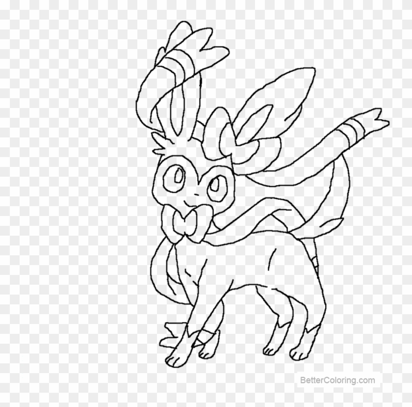 Free Sylveon Coloring Pages Lineart By Zillapokegirl - Sylveon Black And White Clipart #88010