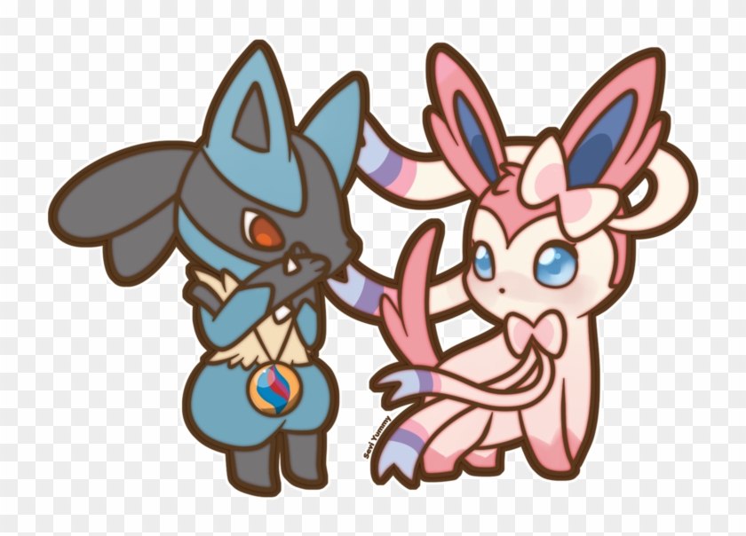 Picture Free Stock Commission Chibi And Lucario By - Pokemon Lucario And Sylveon Clipart #88273