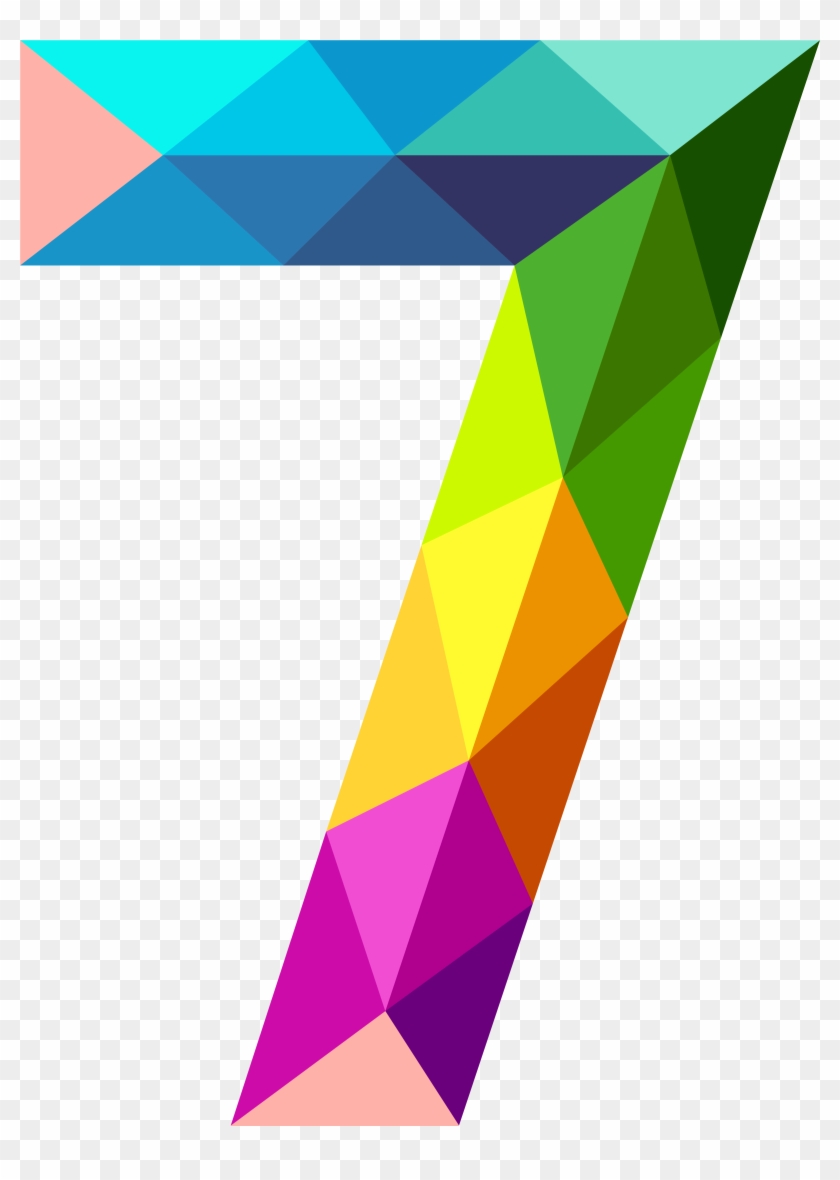 Colourful Triangles Number Seven Png Clipart Image - Colourful Triangles Number Seven Png Transparent Png #88387