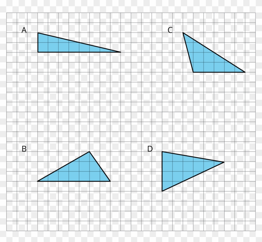 Four Triangles On A Grid Labeled A D - Triangle Clipart