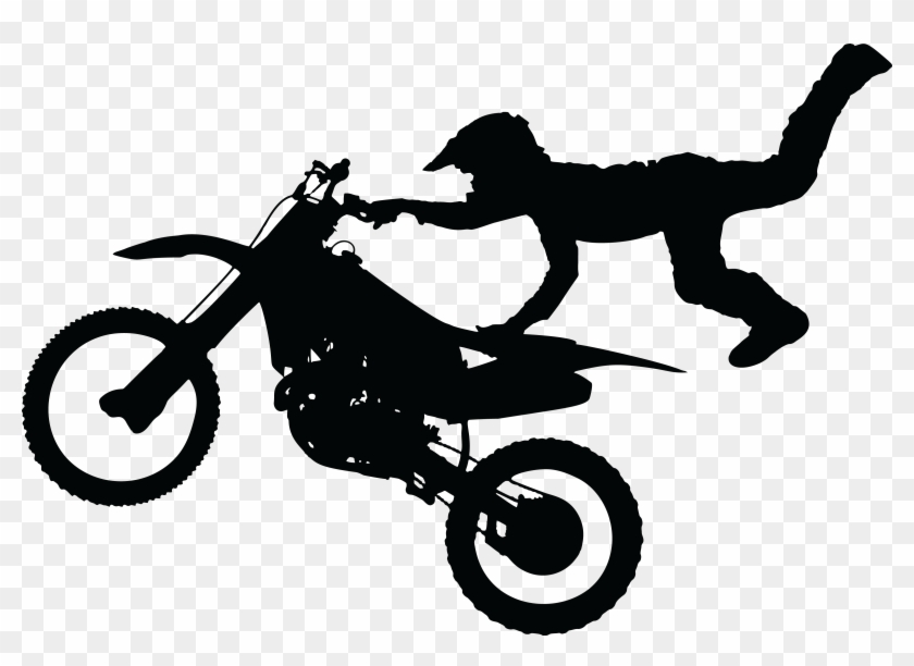Free Clipart Of A Silhouetted Man Catching Air On A - Dirt Bike Clipart - Png Download