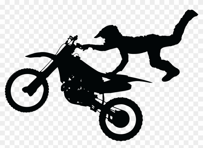 Free Clipart Of A Silhouetted Man Catching Air On A - Dirt Bike Clipart - Png Download #89314