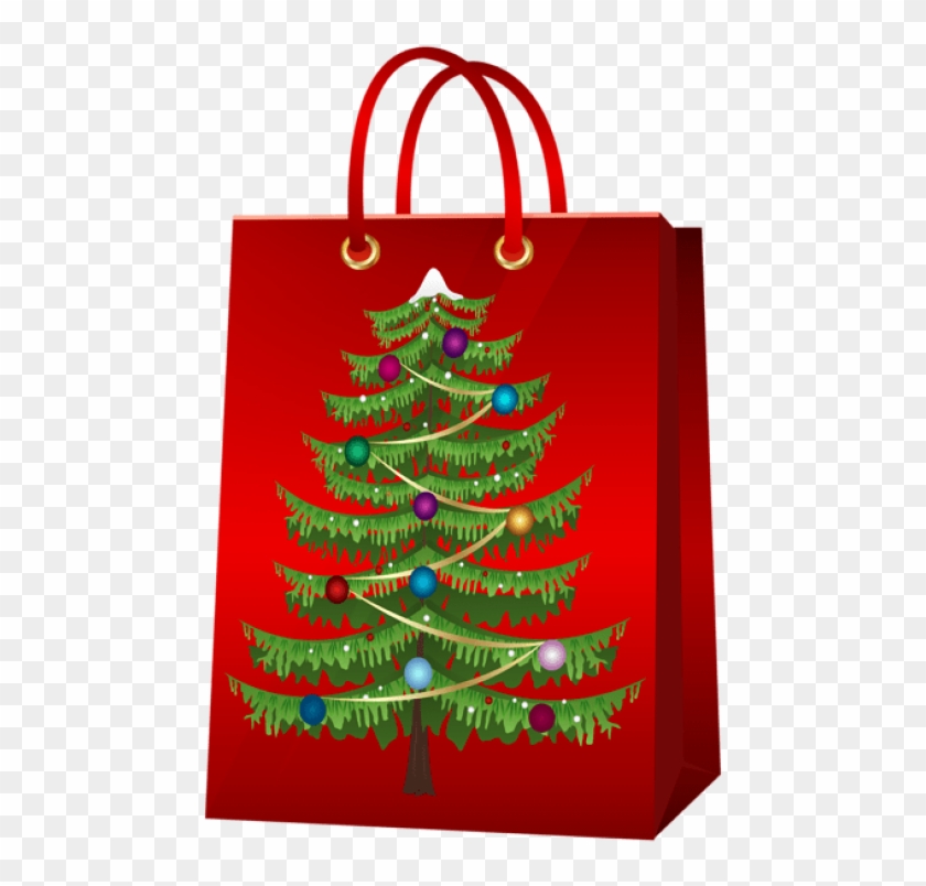 Free Png Christmas Gift Bag With Christmas Tree Png - Christmas Gift Bag Transparent Clipart