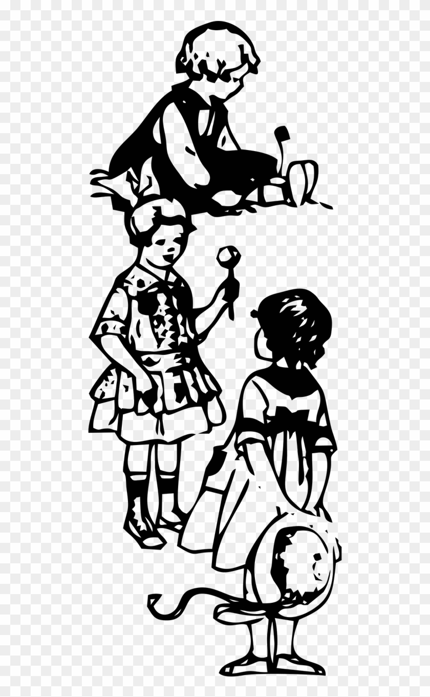 Children Playing Vintage - Cartoon Clipart