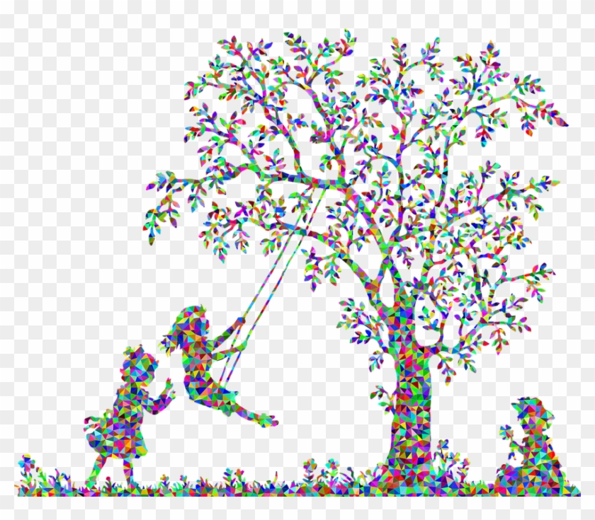 Three, Girls, Female, Kids, Children, Playing, Swing - Playing Background Clipart