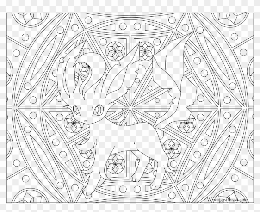 #470 Leafeon Pokemon Coloring Page - Pokemon Adult Coloring Page Clipart #800781