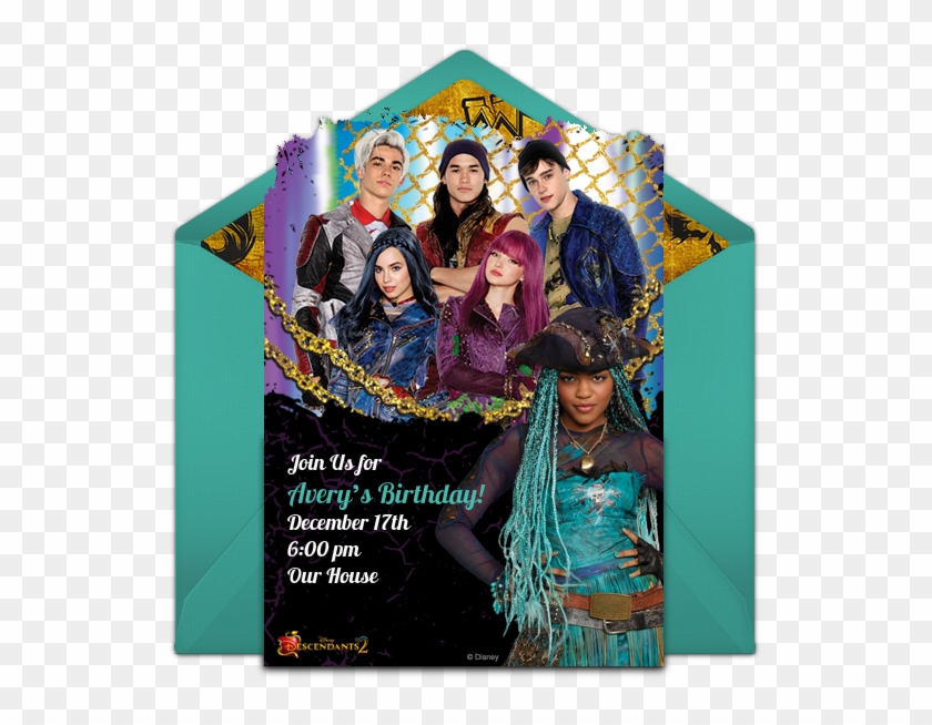 Descendants 2 Online Invitation - Holi Clipart #801365