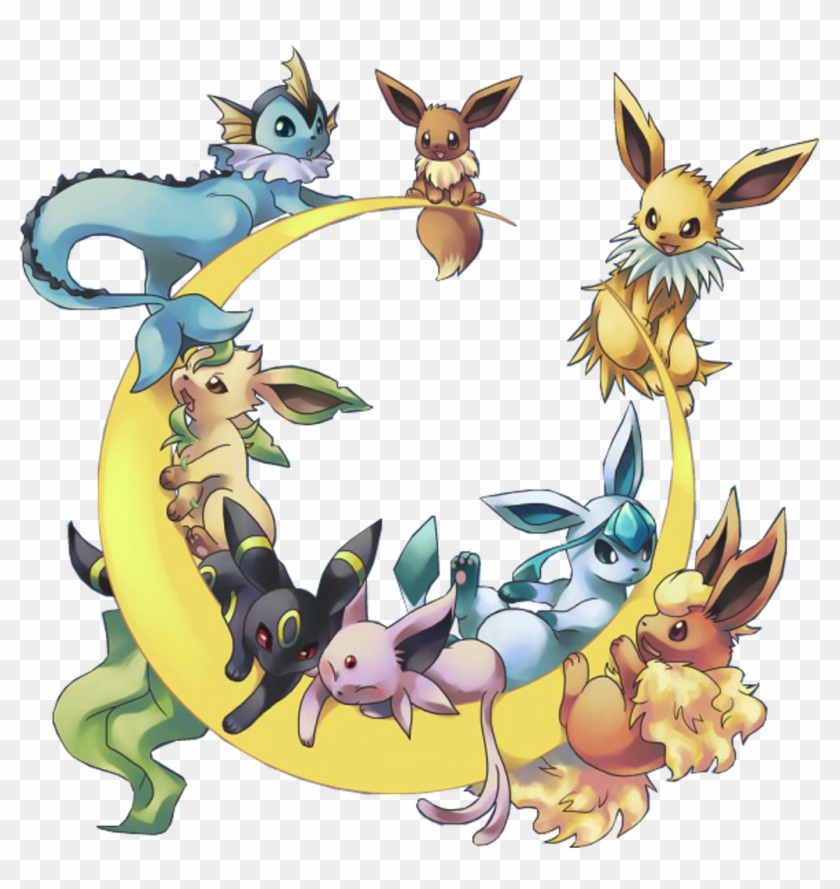 Eevee Sticker - Eevee And All Eeveelutions Clipart