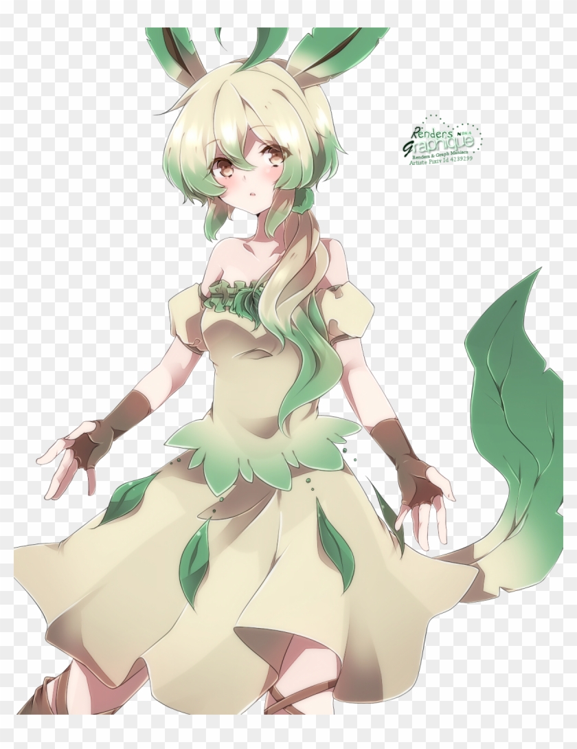#pokemon #gijinka Phylali / Leafeon - Human Leafeon Clipart
