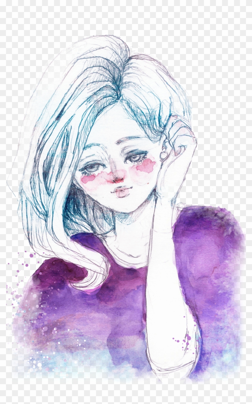 Collection Of Free Transparent Girl Watercolor - Transparent Watercolor Girl Drawing Clipart