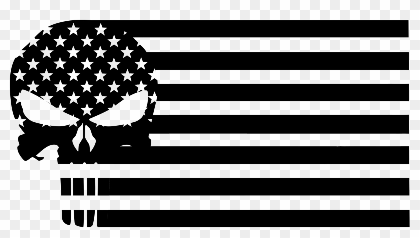 Cricut American Flag Svg File Free , Png Download - Black And White Punisher Flag Clipart