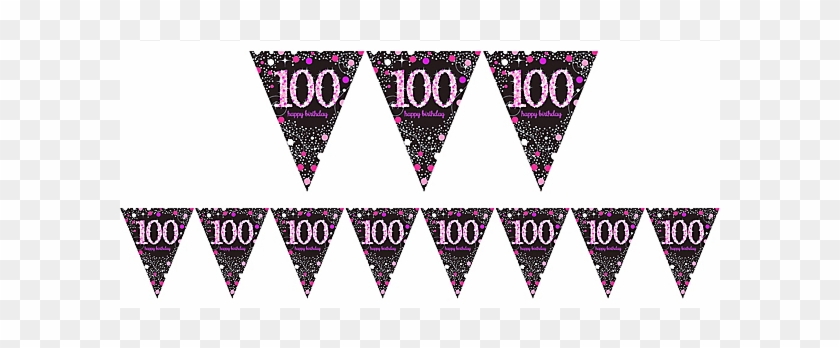 Pink Sparkling Celebration 100 Prismatic Pennant Banner - Decoratie Roze 18 Jaar Clipart