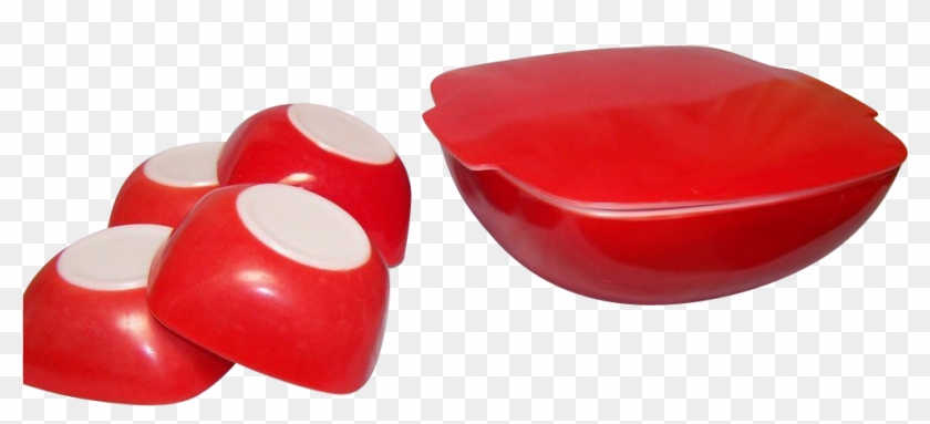 Pyrex Red Square Bowl With Lid & 4 Dessert Bowls Set - Coquelicot Clipart #802377