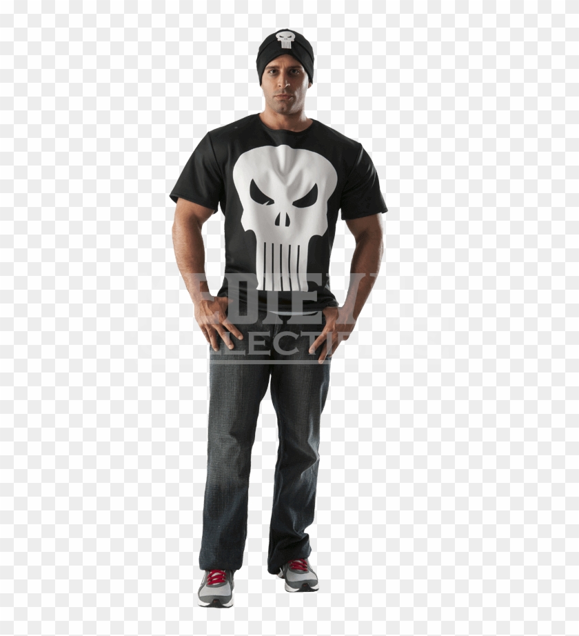 Adult Punisher Costume Top And Hat - Punisher Costume Clipart