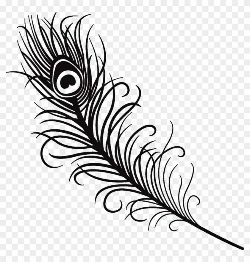 Silhouette Feather Peacock Peacockfeather Black Love - Peacock Feather Clipart Black And White - Png Download