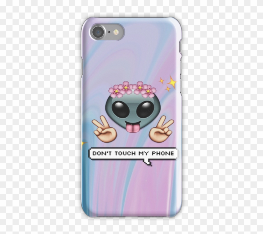 "alien Emoji In Flower Crown" Iphone Cases & Skins - Dont Touch My Phone Clipart #804283