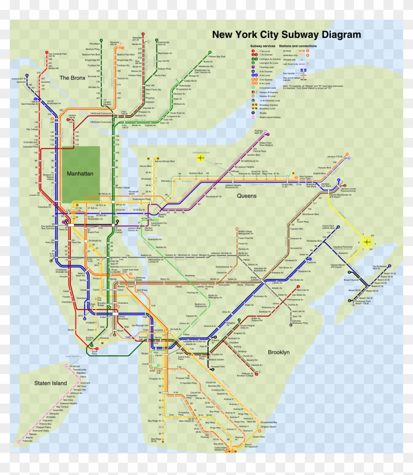 Nyc Subway 4b Shrunk - New York Subway Map Clipart #806253