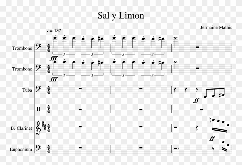 Sal Y Limon Sheet Music Composed By Jermaine Mathis - Sheet Music Clipart #806545
