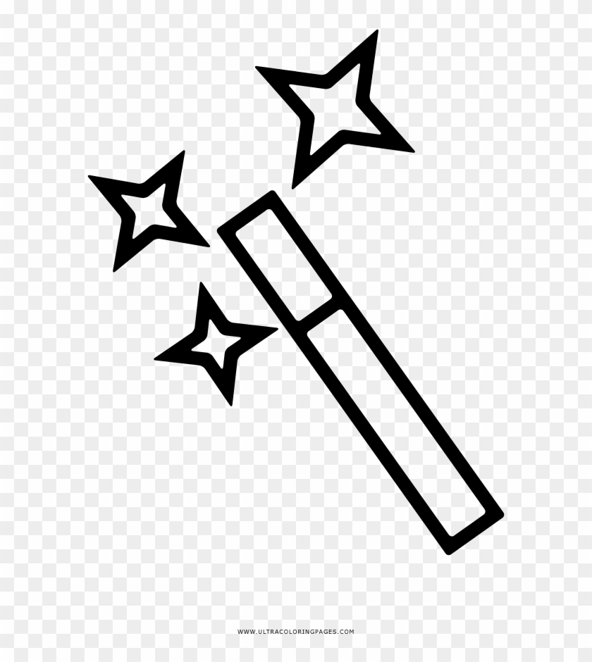 Magic Wand Coloring Page - Vara De Magico Para Colorir Clipart
