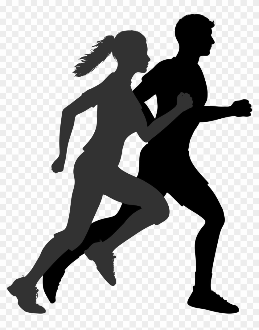 Exercise Png Pic - Man And Woman Running Silhouette Clipart #811544