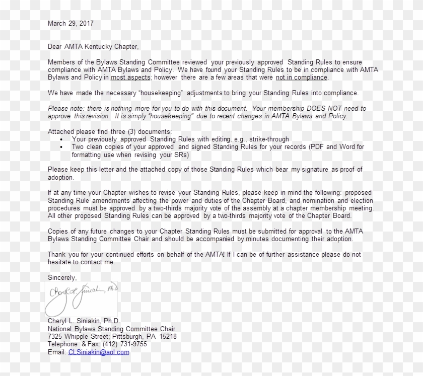 2017 Ky Chapter Standing Rules With Signature - Changes In Bylaws Documents Clipart