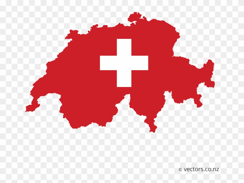 Flag Vector Map Of Switzerland - Switzerland Symbol Clipart #813458