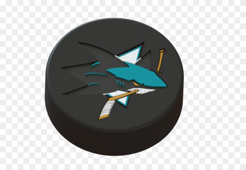 San Jose Sharks Logo On Ice Hockey Puck 3d Print - San Jose Sharks Clipart #813670