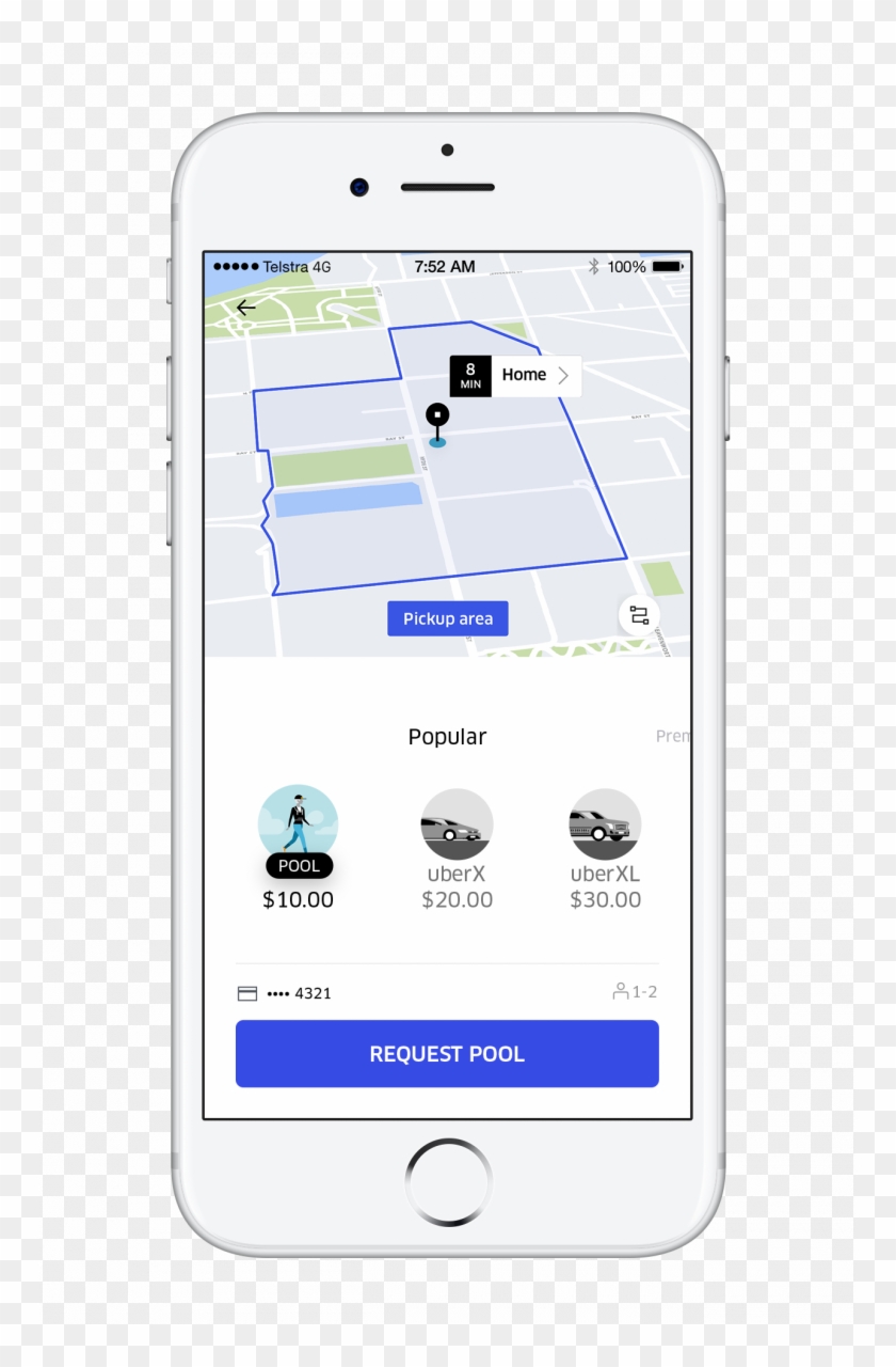 Uber Pool App Mobile - Iphone Clipart