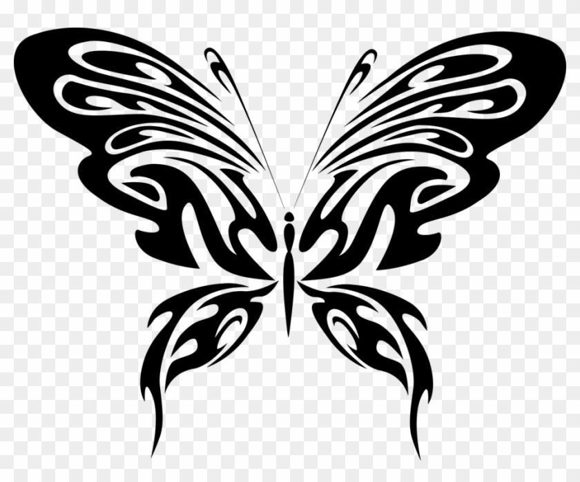 Jpg Freeuse Library Clipart Butterfly Black And White - Black And White Butterfly Cartoon - Png Download