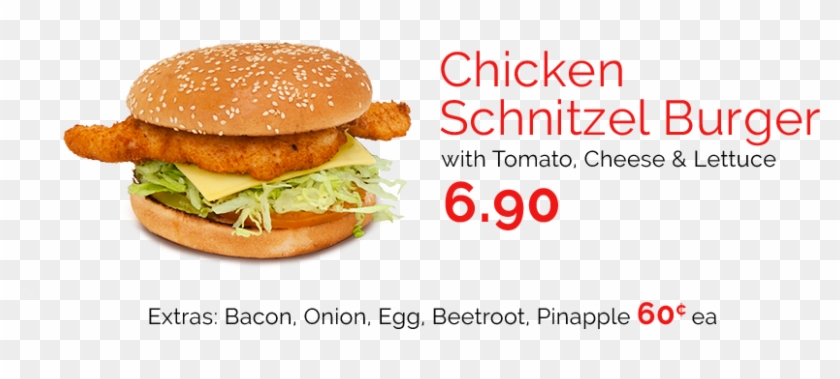 Burgers & More - Chicken Schnitzel Burger Png Clipart