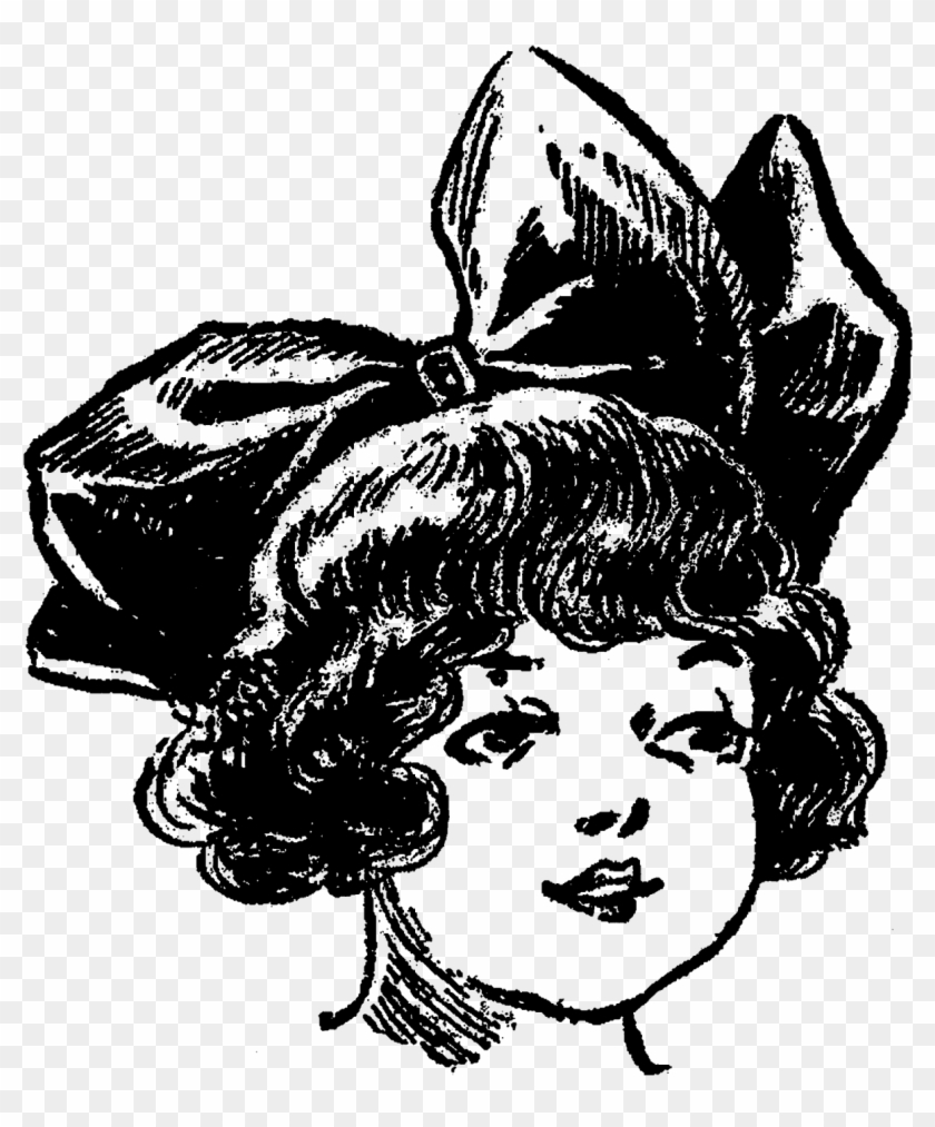 Girl Illustration Digital Fashion Hair Bow Image - Bow In Hair Clipart - Png Download