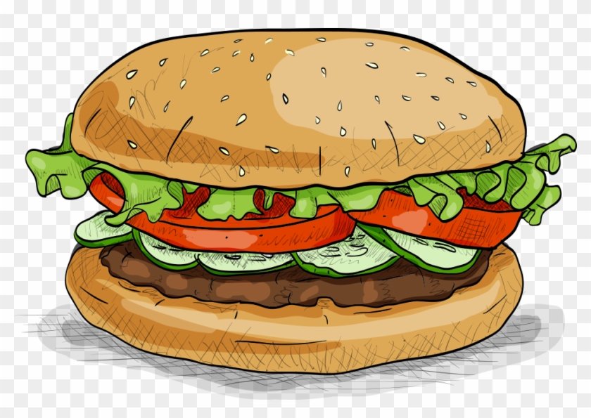 Graphic Royalty Free Download Hamburger Fast Food Veggie - Burger Color Clipart #821337