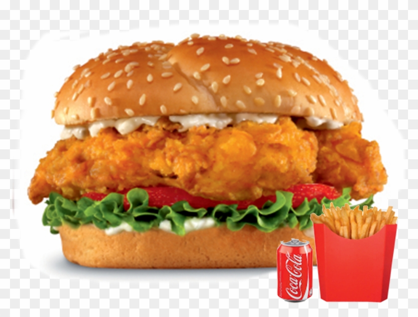 Chicken Burger Meal - Crispy Chicken Sandwich Carl's Jr Clipart