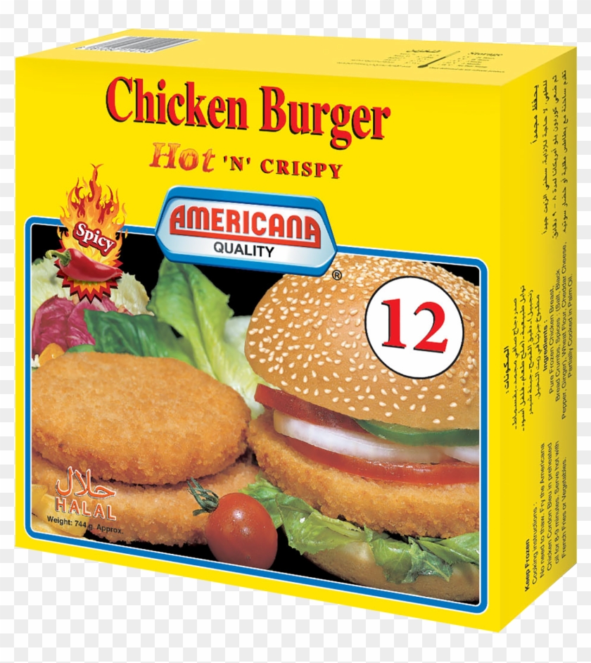 370158 Chicken Burger Spicy 12pcs 744g Eng - Americana Spicy Chicken Burger Clipart